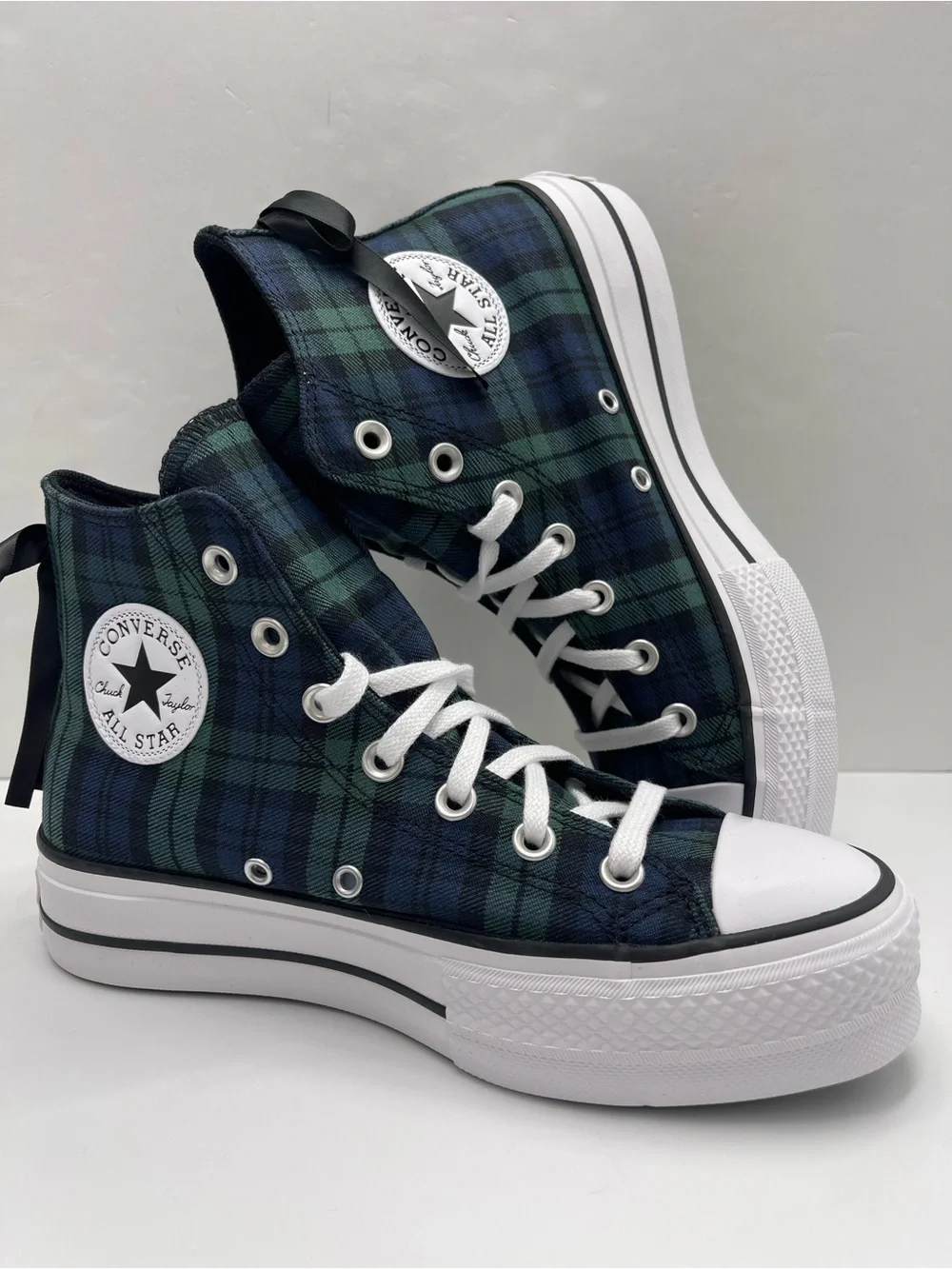 Converse A13879C CTAS LIFT HI NAVY/BLACK/WHITE Platform Sneakers Plaid